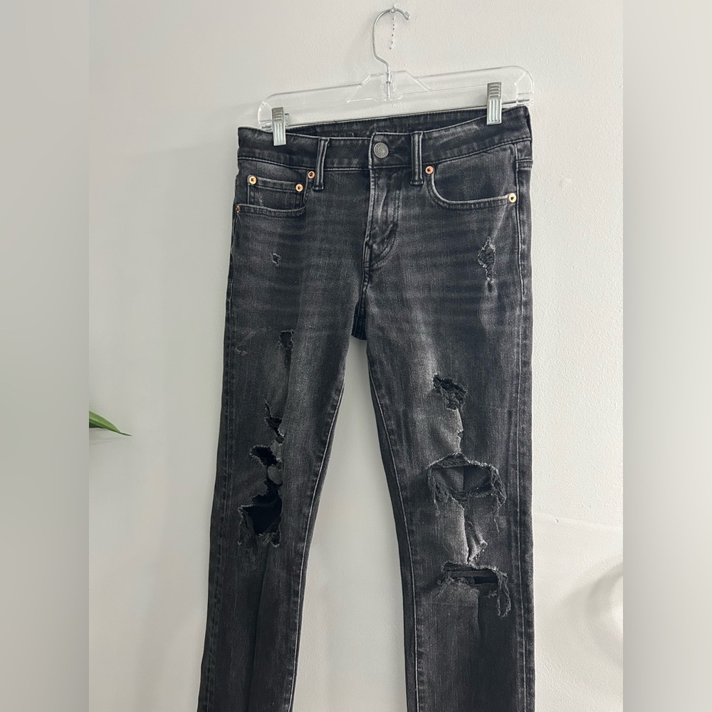American eagle men’s distressed skinny jeans black airflex 360 30X34